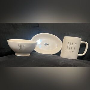 Rae Dunn NWT “HIS” Bundle- Mug, Bowl, Oval Plate